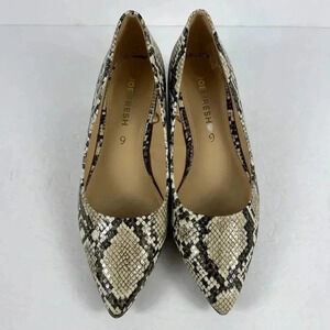 Joe Fresh Snakeskin Pointed Toe Pumps | Neutral Snake Print Heels | Size 9